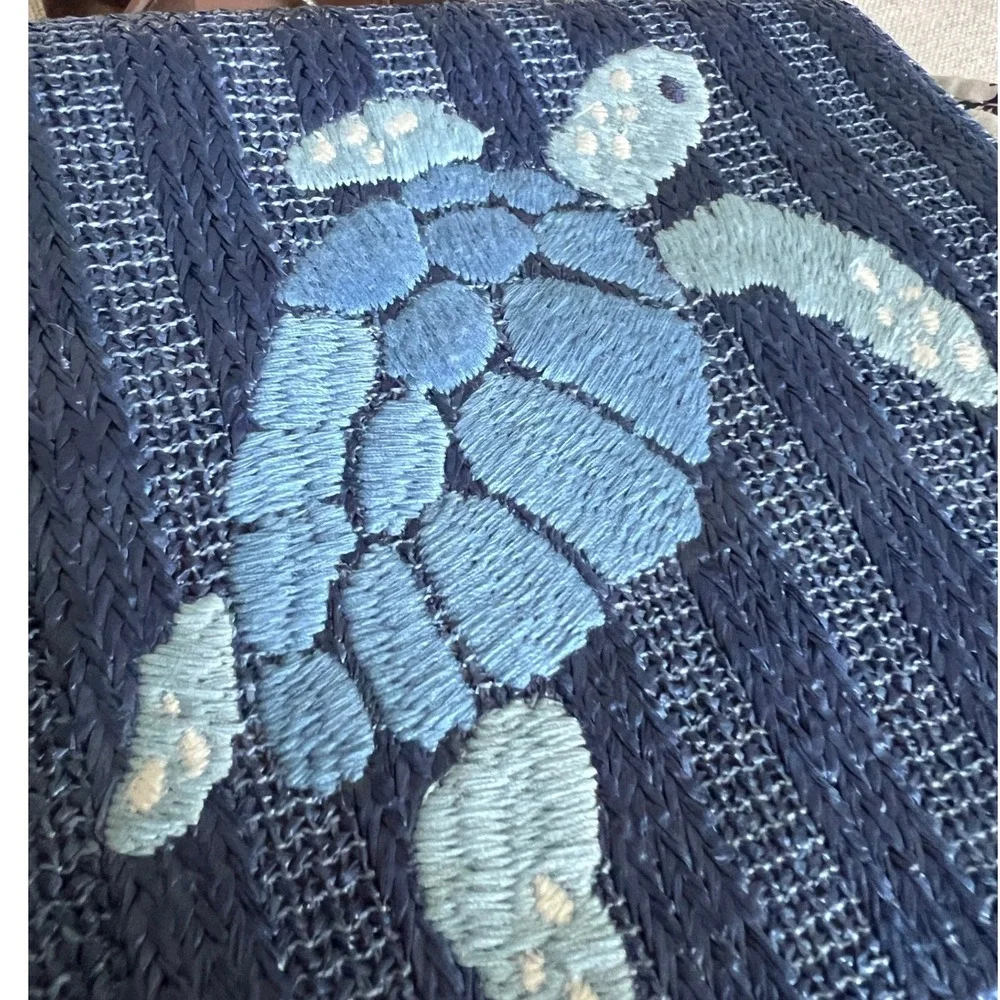 Vera Bradley Backpack Small Blue Straw Sea Turtle Excellent Coastal 29200-13096